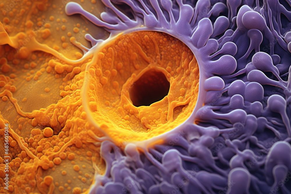Aufkleber a visually stunning portrayal of a cell under the microscope, unveiling the beauty of its inner work