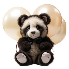 Cute Panda bear with balloon cutout on transparent background. Valentine's day. birthday....