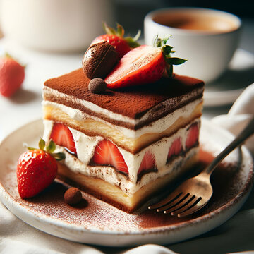 Italien Tiramisu with strawberry