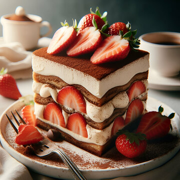 Italien Tiramisu with strawberry