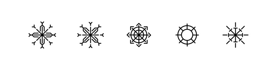 Snowflakes icons. Outline, set of snowflakes for Christmas design, snowflakes icons. Vector icons