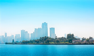 The panorama of Sharjah and man-made lake, Sharjah