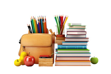 Effortless Organization Unaltered School Supplies Image isolated on transparent background