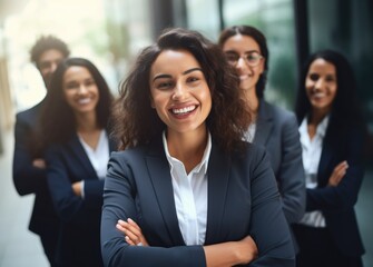 Diversity, portrait selfie and business women teamwork, global success or group empowerment in office leadership. Social media career of asian, black woman and senior people or staff profile picture