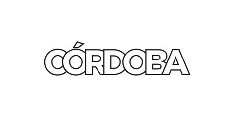 Cordoba in the Argentina emblem. The design features a geometric style, vector illustration with bold typography in a modern font. The graphic slogan lettering.