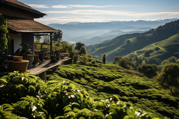 Coffee plantation in mountain landscape