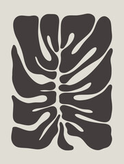 Abstract groovy floral monstera poster Y2K. Modern trendy minimalist style. Hand drawn for wallpaper, wall decor, fabric, postcard, cover, template, banner. © Iren Art