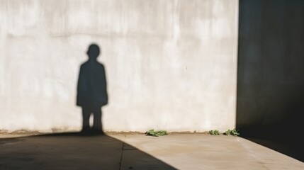 Obraz premium Shadow silhouette of a man person in the light of the sunset