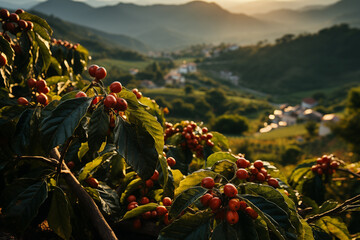 Coffee plantation in mountain landscape