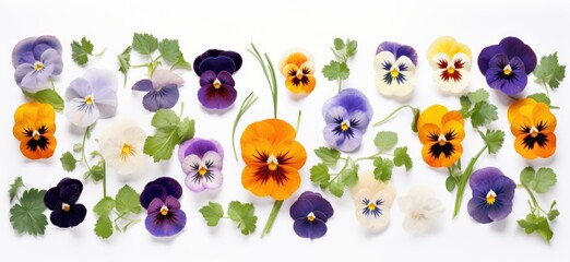 Top view of head shot flowers full depth of field on the photo. Big collection set of various colorful Flowers isolated on White Background.Studio shot perfectly retouched, Flat lay . - Powered by Adobe