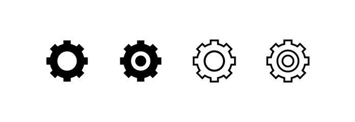 Gear icons. Silhouette, black, gears for design. Vector icons