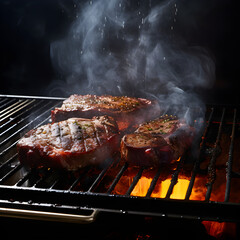 Grilled meat on the grill  Ai generated