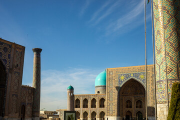 tourist destination in the Central Asia Silk Road, Registan square, Samarkand, madrasah.