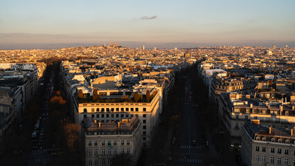 Paris at sunset from above with sight on the Sacré-Cœur Basilica