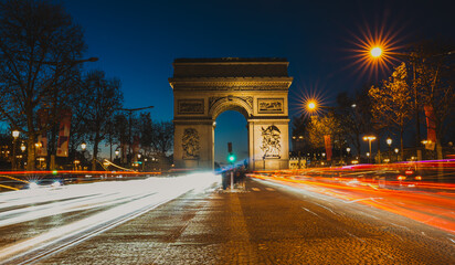 Arc de Triomphe, Paris, long exposure at night
