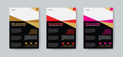 Corporate business flyer template with magenta geometric shapes