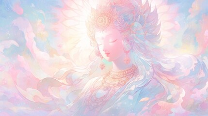 Obraz na płótnie Canvas Divine Emanations: Goddesses of Buddhism, Tara, Kuan Yin, Avalokiteshvara, Prajnaparamita, Akasagarbha, Mahasthamaprapta.
