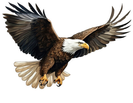 recommend clip art: Eagle flying gracefully on transparent background.
