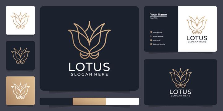 Minimalist line lotus logo