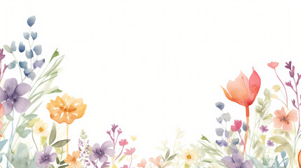 Obraz na płótnie Canvas Wildflower frame background with watercolor