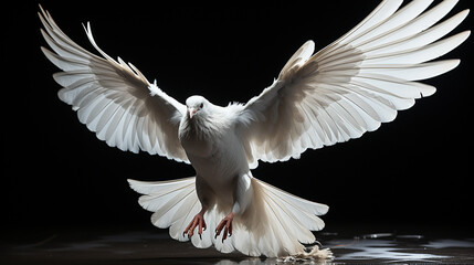 white dove flying - obrazy, fototapety, plakaty