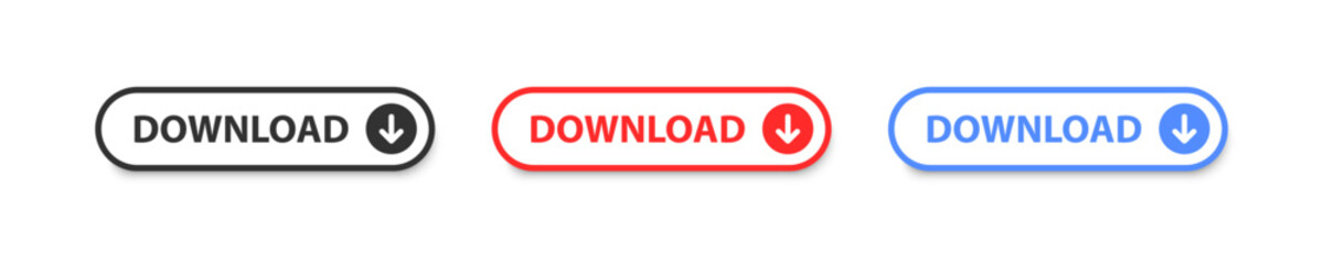 Download button icon. Mouse cursor push to download file symbol. Press on the site. Online bar click. UI design. Promotion banner. Vector illustration.
