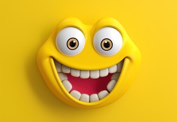 Fototapeta premium Happy and laughing emoticon. Social media and communications concept. Abstract emotional face. Facial expression. Sphere. Illustration for banner, poster, cover, brochure or presentation.