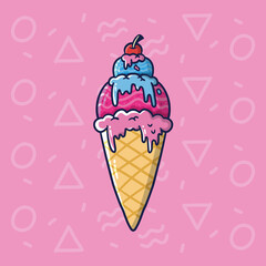 Cartoon vector illustration of Fresh Gelato Ice Cream. Ice cream vector illustration