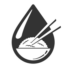 Rice water icon in flat monochrome style