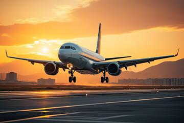 Fototapeta na wymiar a plane taking off from an airport 