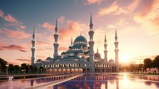 Mosque with beauty sky impressive place of worship