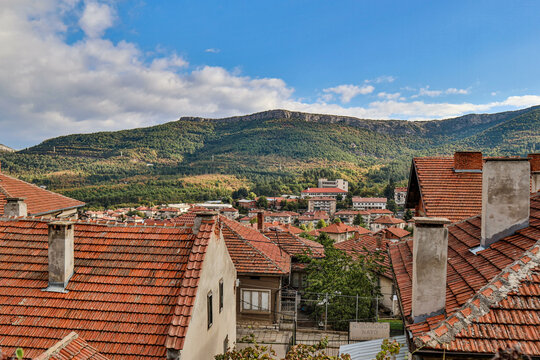 Over the red roof tops of Bulgarian town
