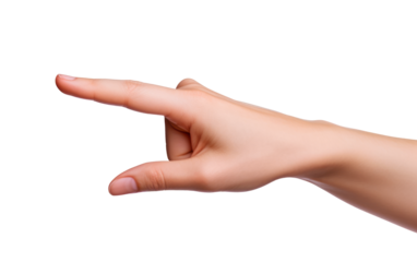 Mano señalando en fondo transparente.