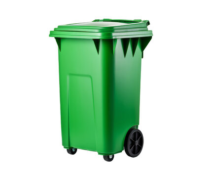 Contenedor de basura de color verde.
