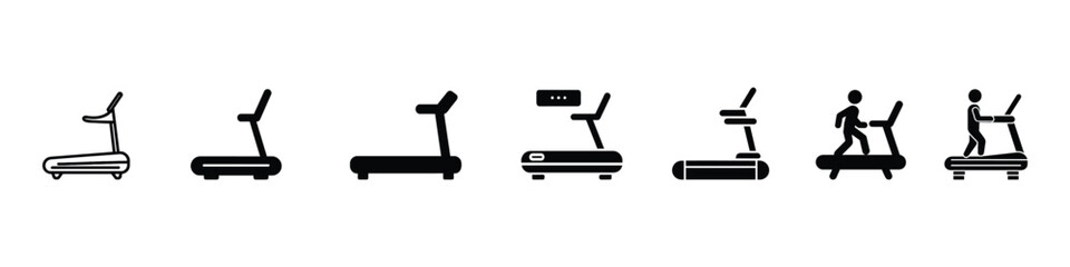 Treadmill flat line icon. Treadmill icon, Man on treadmill Icon, Run, gym equipment, fitness, exercise machine, sport concept. Running man on Treadmill icon, Pictogram exercise, Treadmill Icon vector.