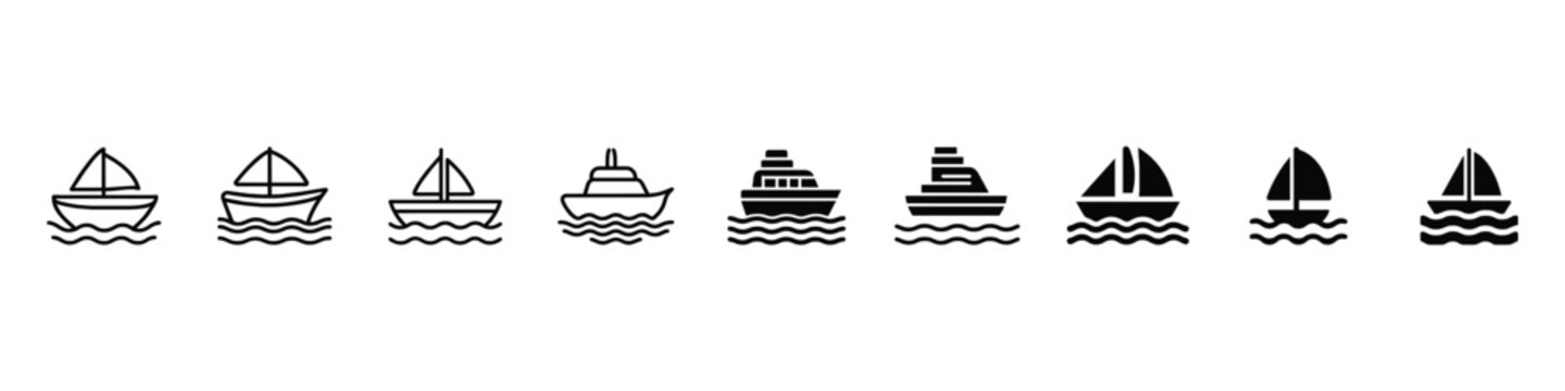  boat icon, Water Transport Icons,  boat icon vector, Ship icon vector template, Travel design icon, boat and ship icons set, boat icon logo