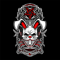 scary rabbit mask illustration for t shirt design and other
