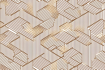 Luxury geometric seamless art deco pattern gold striped line,  - obrazy, fototapety, plakaty