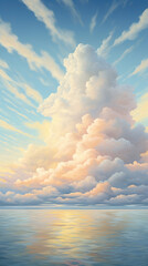 Refreshing Blue and White Clouds anime illustration 