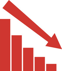 Graph down. Effectiveness of the fall progress, vector illustration