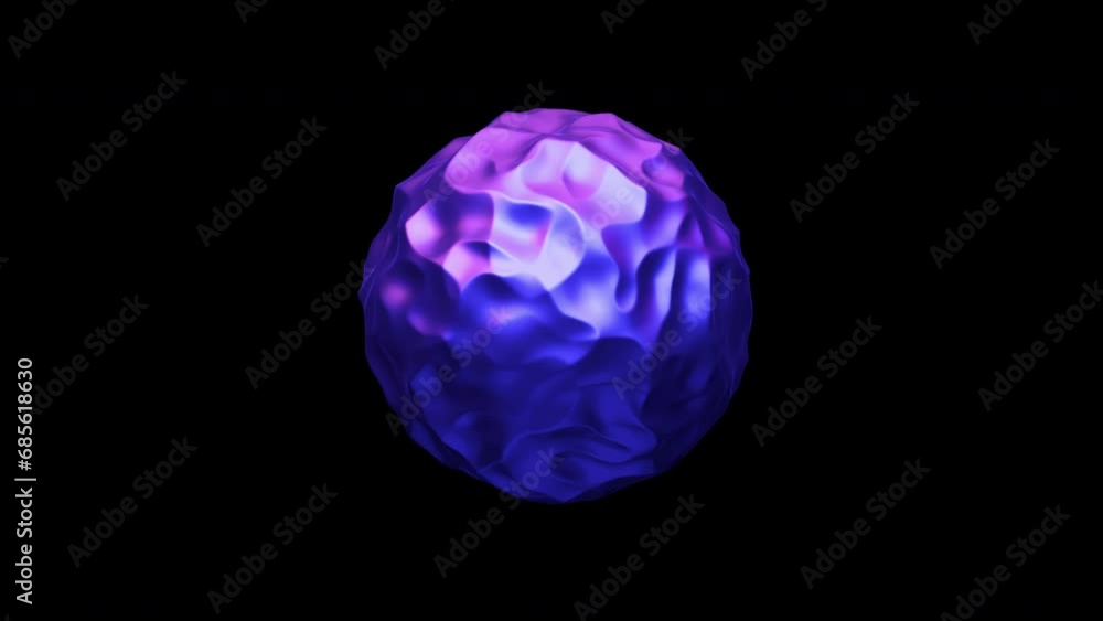 Poster rotating ultraviolet 3d sphere on black background. concept of big data and artificial intelligence,