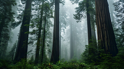 Misty forest. Generative Ai