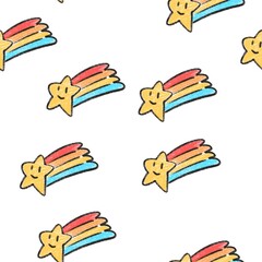 Star and rainbow cartoon illustration seamless on white background.