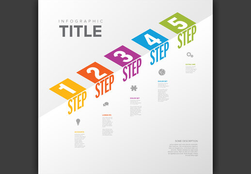 Infogrpahic five steps on the edge diagram template for workflow, business schema or procedure diagram