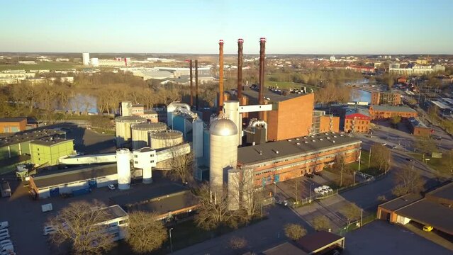 Electrical production at heat and power station in Linkoping, Sweden. Producing electricity from recycled waste
