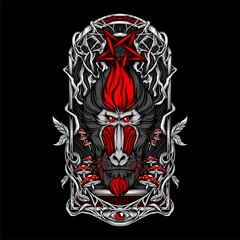 cool monkey head illustration for t shirt design and other