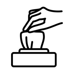 Hand antibacterial wipe line icon. Hand with wet wipe outline vector icon. Hand pulling wet tissue icon, wash and hygiene, hand tissues sign, vector graphics. Linear style sign for mobile concept and