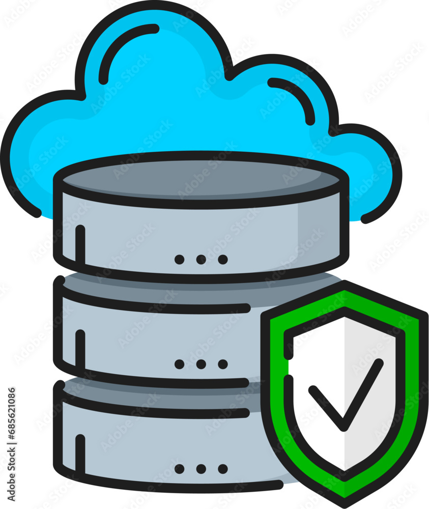 Aufkleber database. cms. content management system icon. web database service, online storage or cms server th