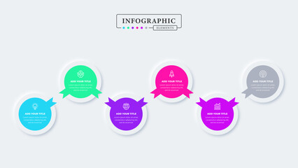 Business infographic template with six steps or options