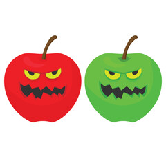 Cartoon apples with creepy faces